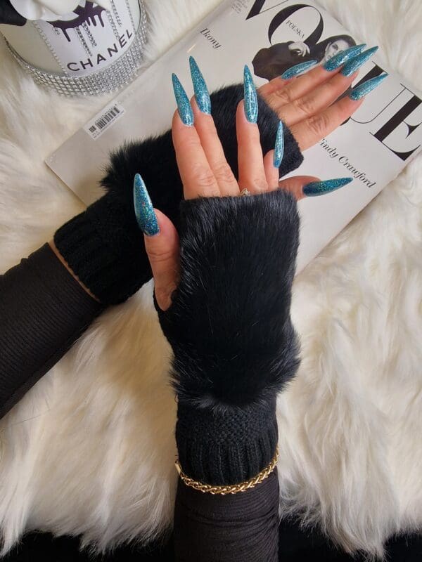 Rękawiczki LUIZA - bez palców wykończone futerkiem