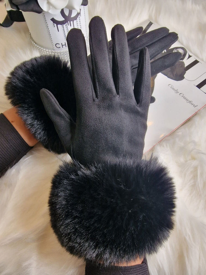 Rękawiczki JURA mankiet wykończony futerkiem