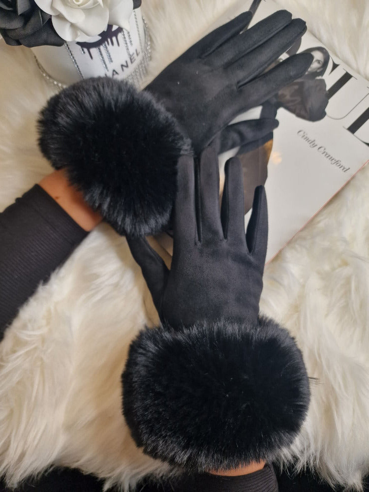 Rękawiczki JURA mankiet wykończony futerkiem