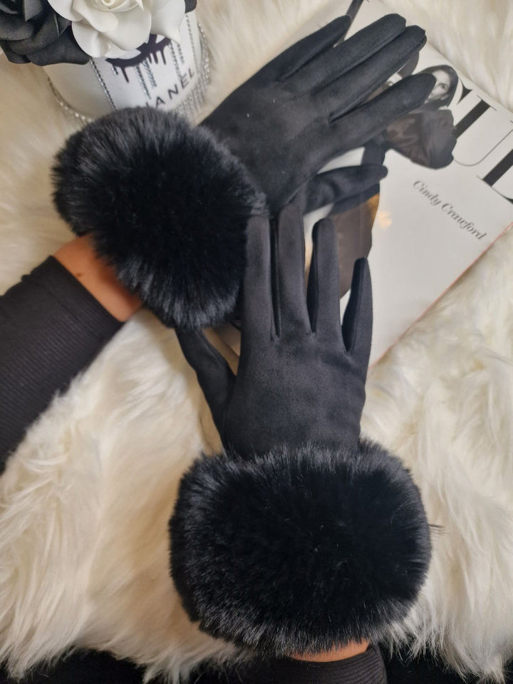 Rękawiczki JURA mankiet wykończony futerkiem