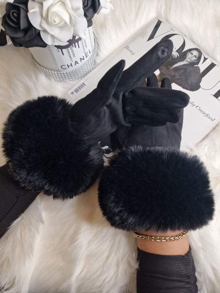 Rękawiczki JURA mankiet wykończony futerkiem