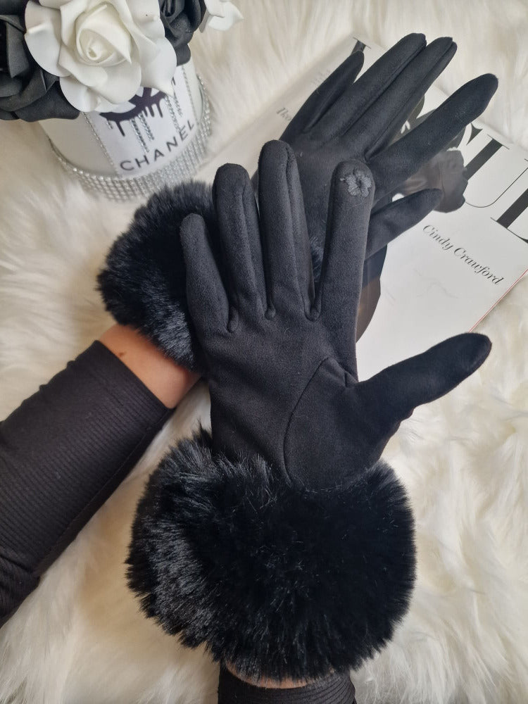 Rękawiczki JURA mankiet wykończony futerkiem