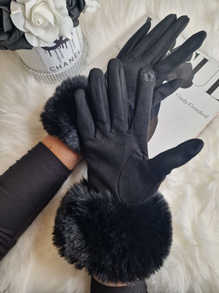 Rękawiczki JURA mankiet wykończony futerkiem