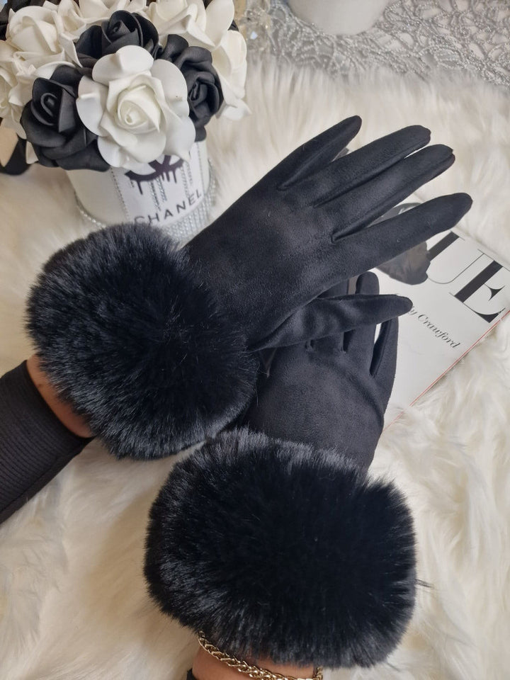 Rękawiczki JURA mankiet wykończony futerkiem