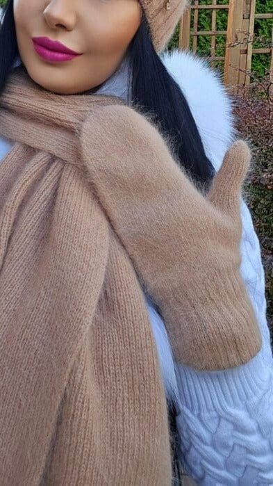 Rękawiczki zimowe z angory LILY