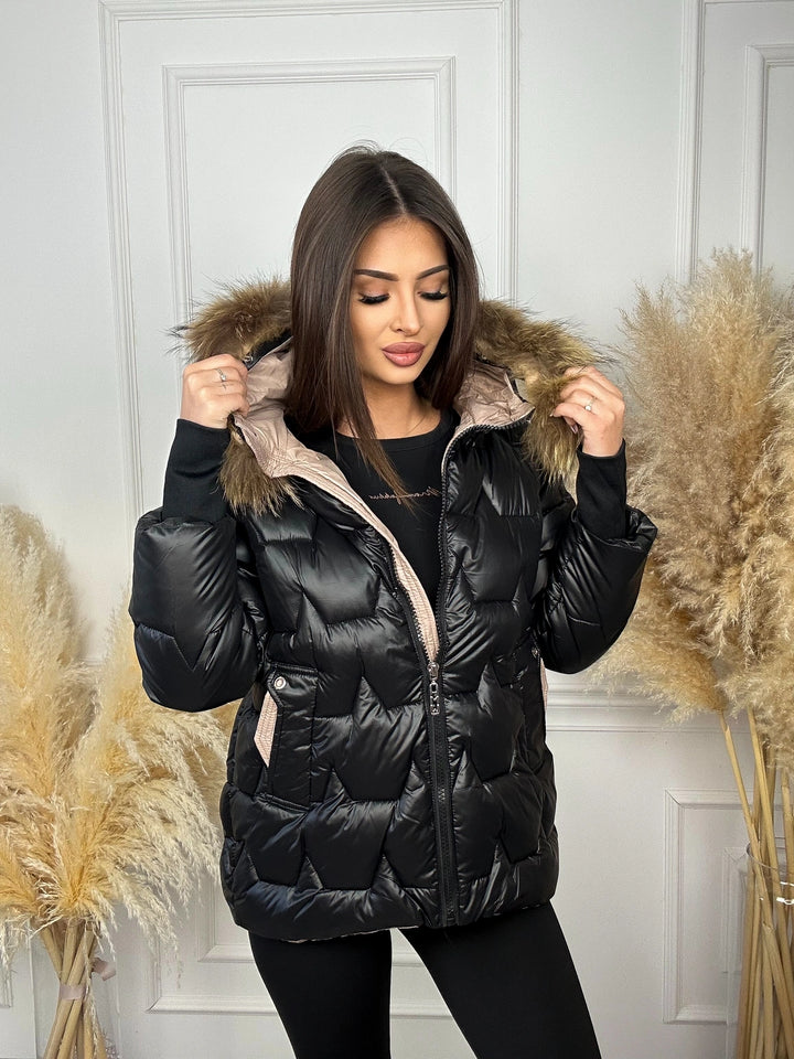 KURTKA HANA - pikowana, odpinane futerko