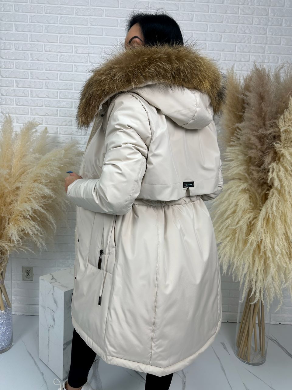 Parka damska zimowa premium JULIA z futrem naturalnym fango