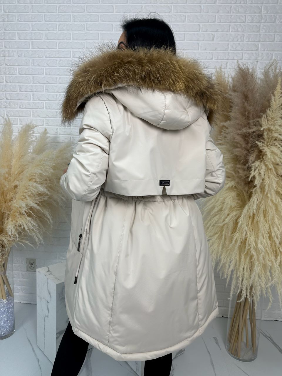 Parka damska zimowa premium JULIA z futrem naturalnym fango