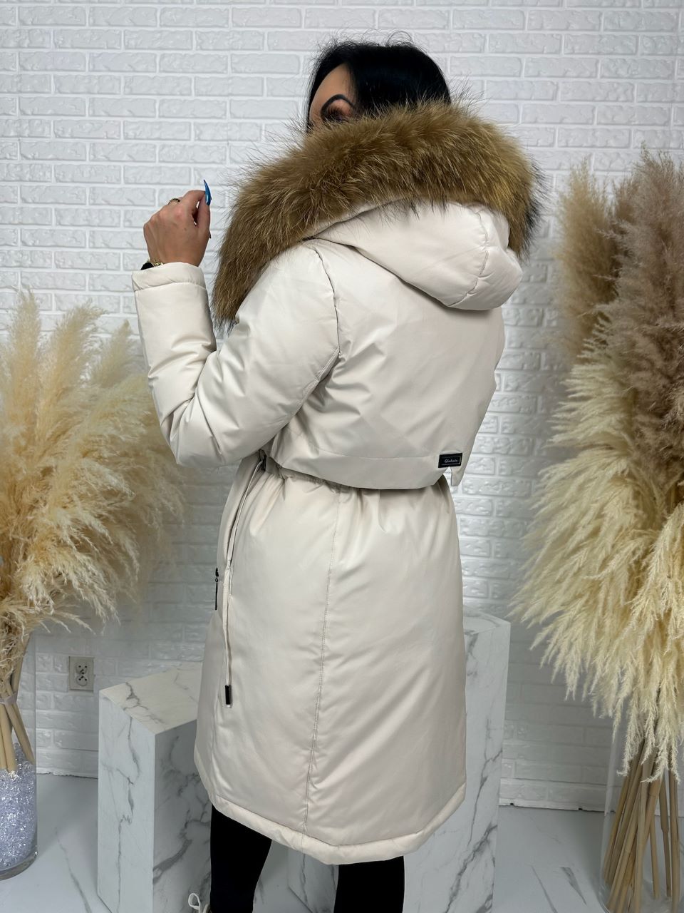 Parka damska zimowa premium JULIA z futrem naturalnym fango