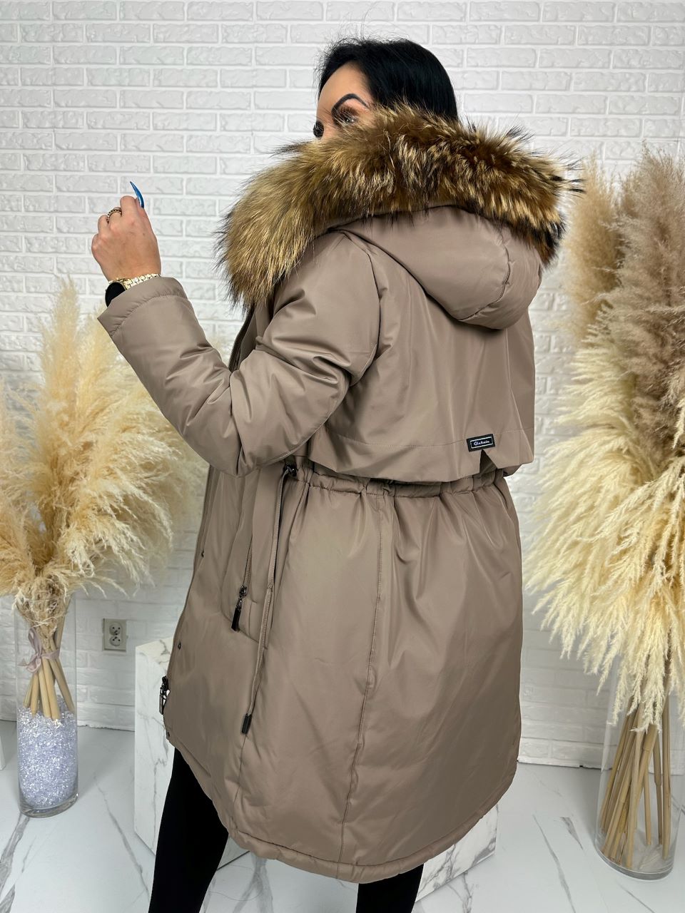 Parka damska zimowa premium JULIA z futrem naturalnym fango