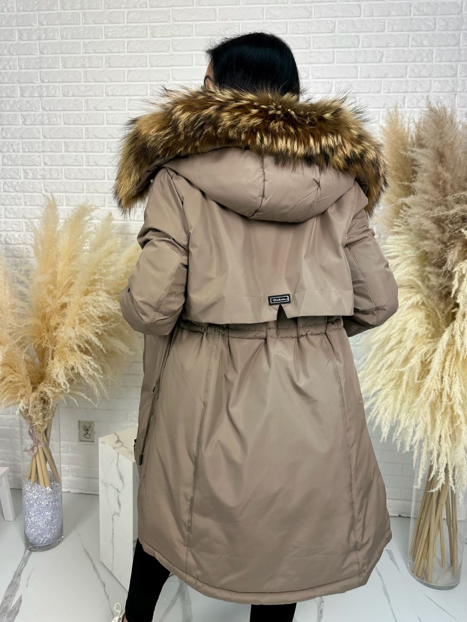 Parka damska zimowa premium JULIA z futrem naturalnym fango