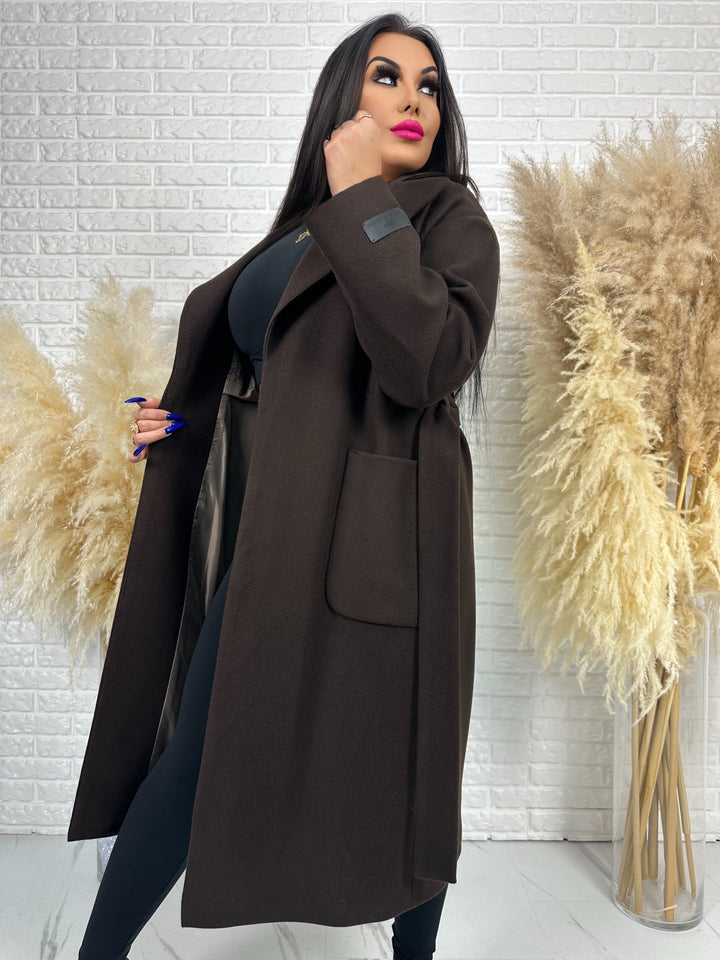 Długi płaszcz BELLA - na podszewce, polska produkcja