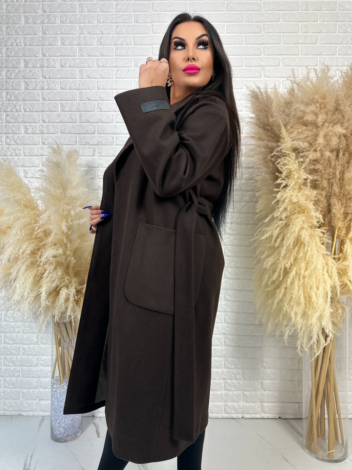 Długi płaszcz BELLA - na podszewce, polska produkcja