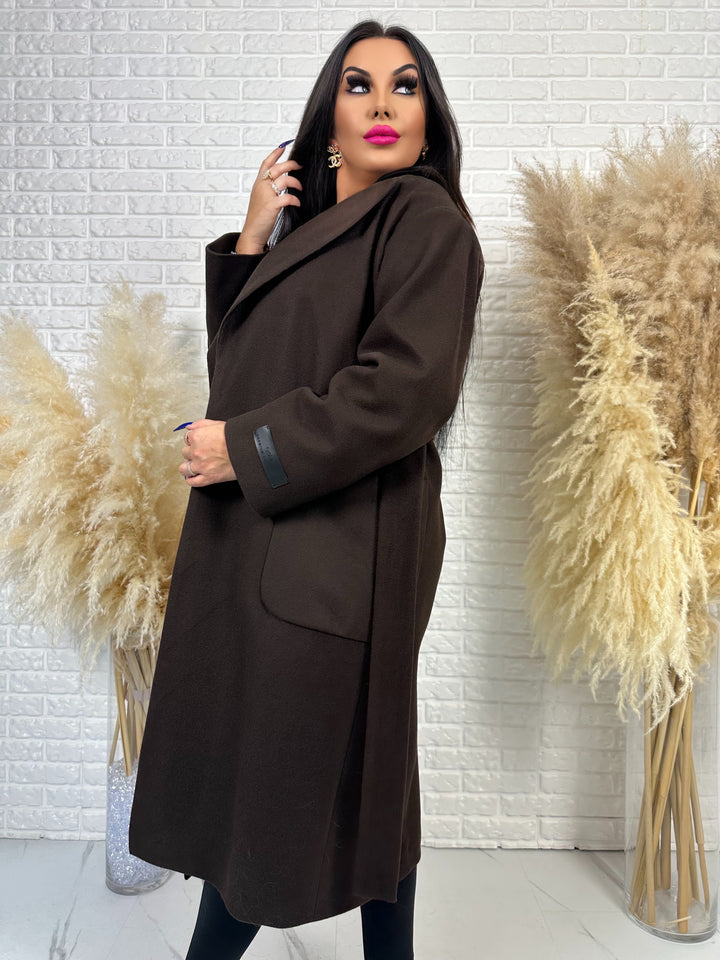 Długi płaszcz BELLA - na podszewce, polska produkcja