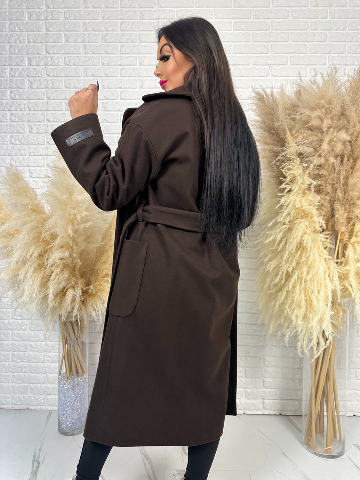 Długi płaszcz BELLA - na podszewce, polska produkcja