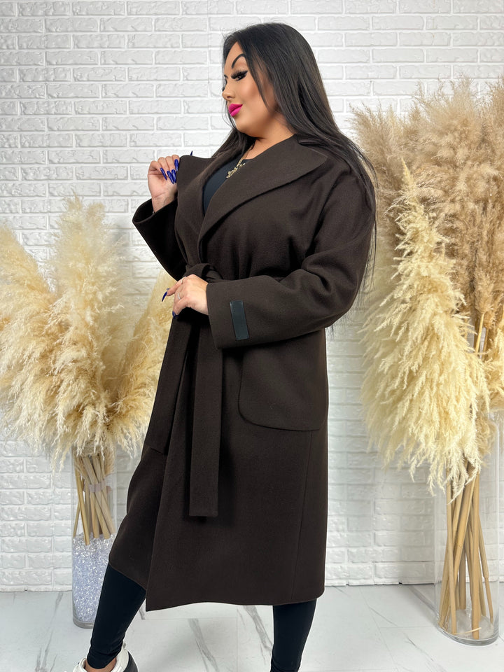 Długi płaszcz BELLA - na podszewce, polska produkcja