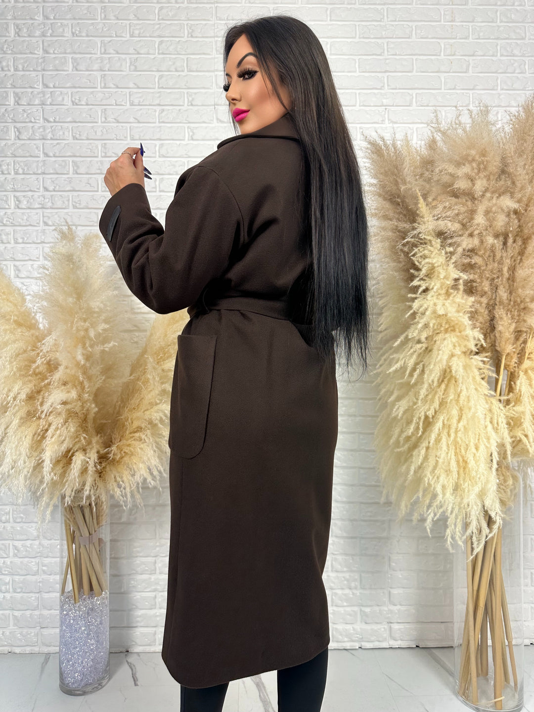 Długi płaszcz BELLA - na podszewce, polska produkcja