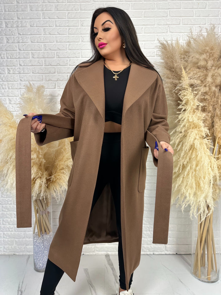 Długi płaszcz BELLA - na podszewce, polska produkcja