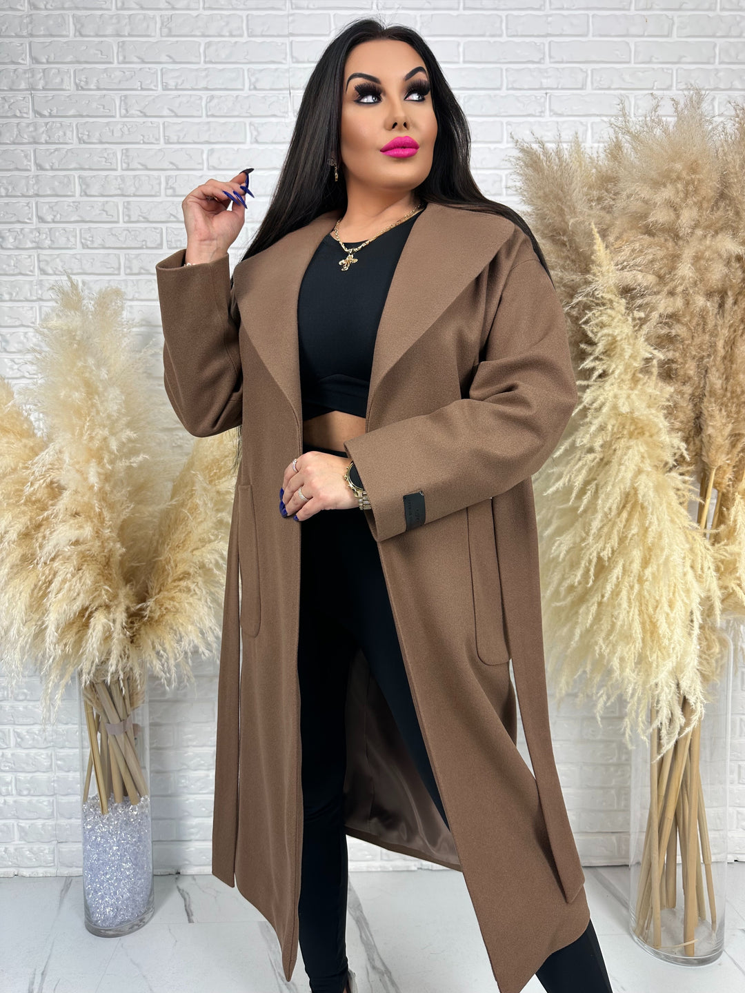 Długi płaszcz BELLA - na podszewce, polska produkcja