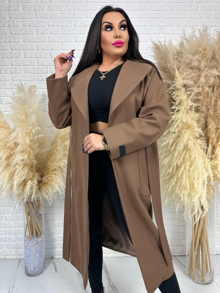 Długi płaszcz BELLA - na podszewce, polska produkcja