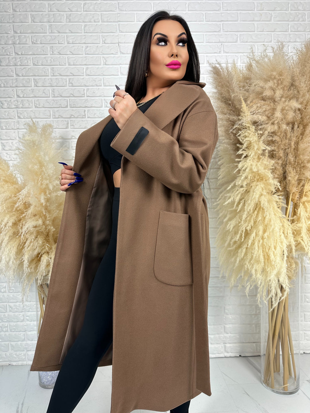 Długi płaszcz BELLA - na podszewce, polska produkcja