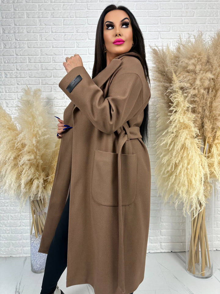 Długi płaszcz BELLA - na podszewce, polska produkcja