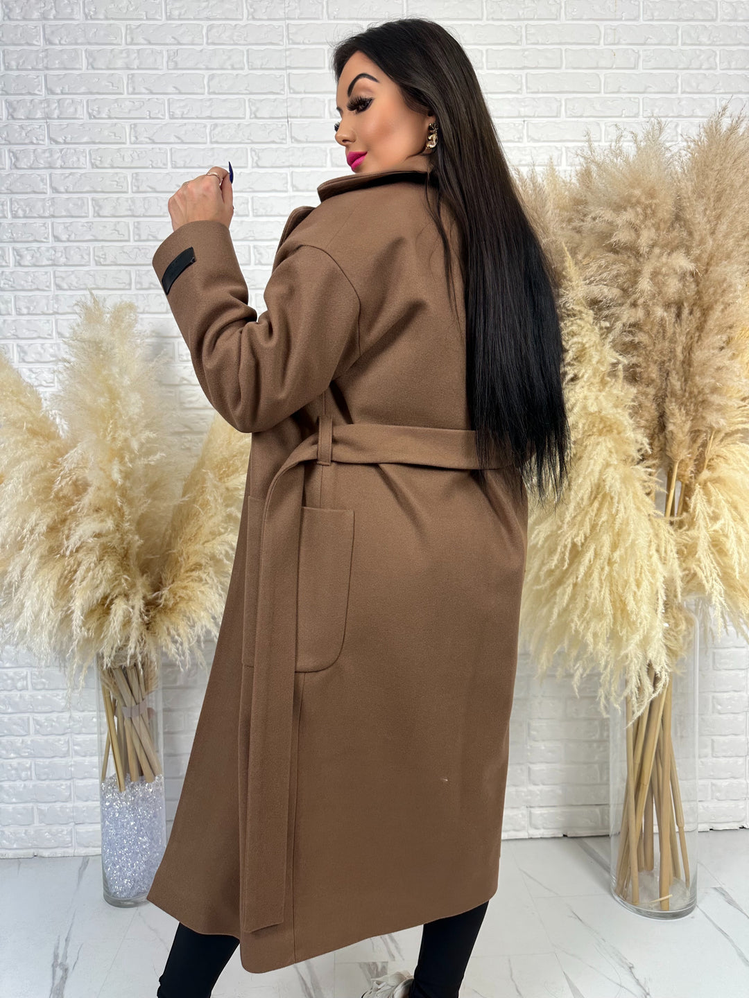 Długi płaszcz BELLA - na podszewce, polska produkcja