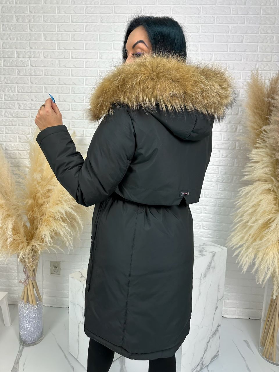 Parka damska zimowa premium JULIA z futrem naturalnym fango