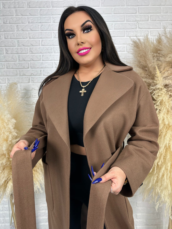 Długi płaszcz BELLA - na podszewce, polska produkcja