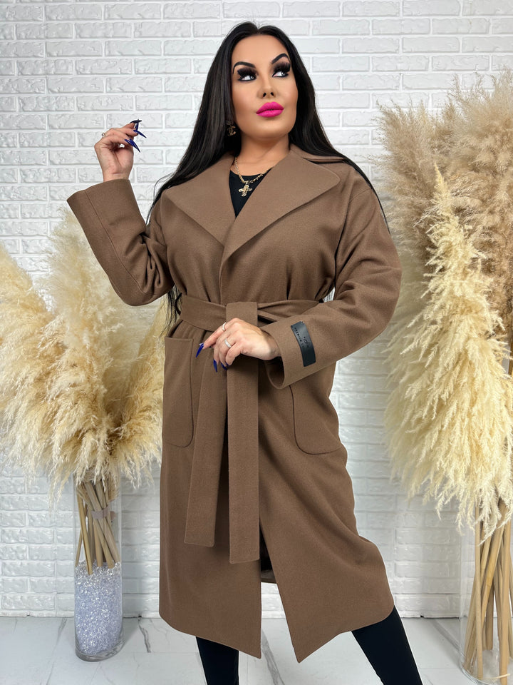 Długi płaszcz BELLA - na podszewce, polska produkcja