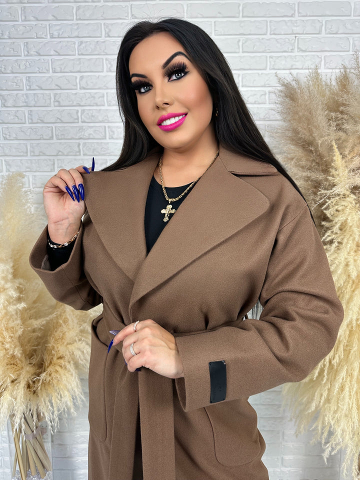 Długi płaszcz BELLA - na podszewce, polska produkcja