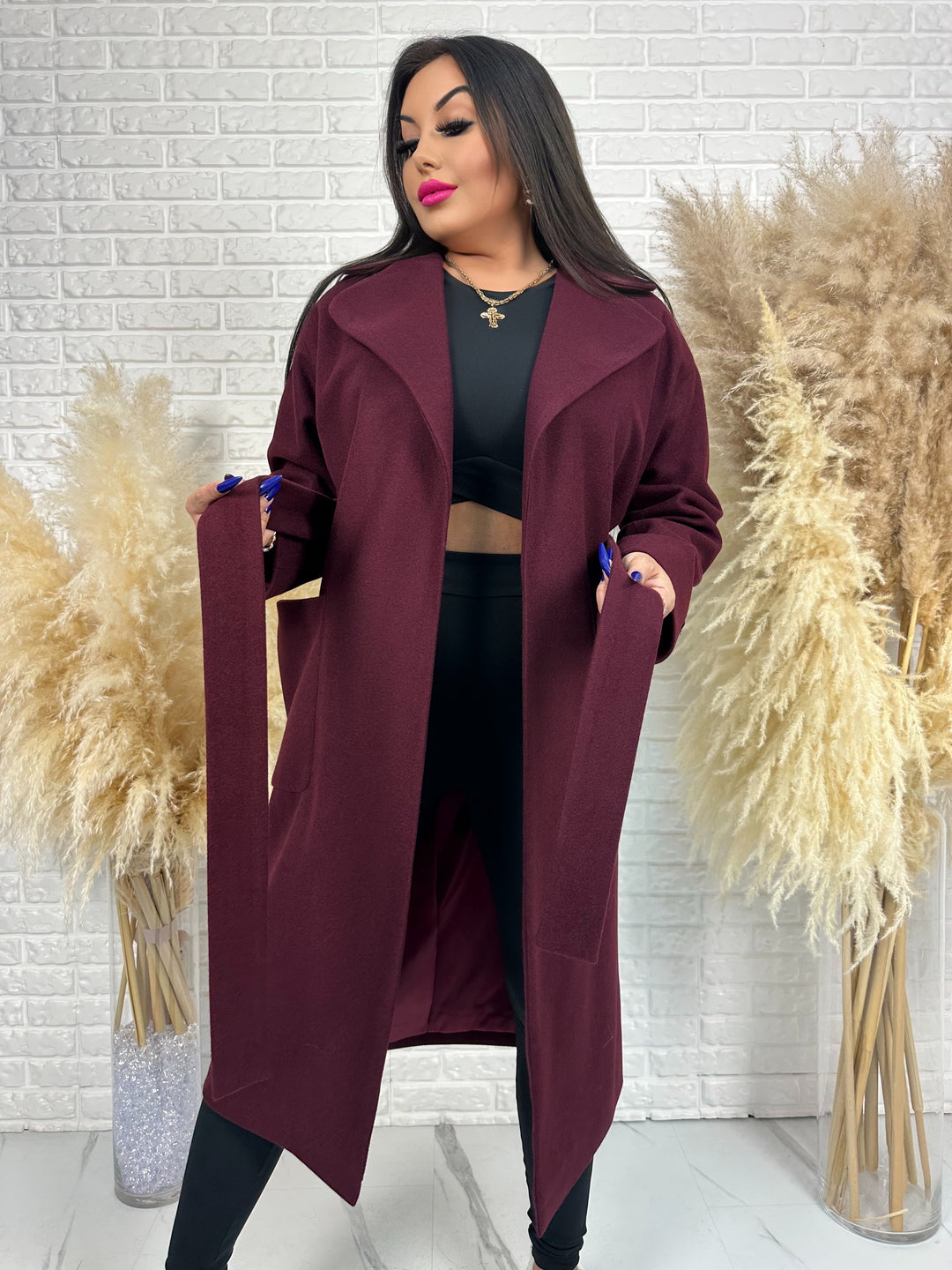 Długi płaszcz BELLA - na podszewce, polska produkcja