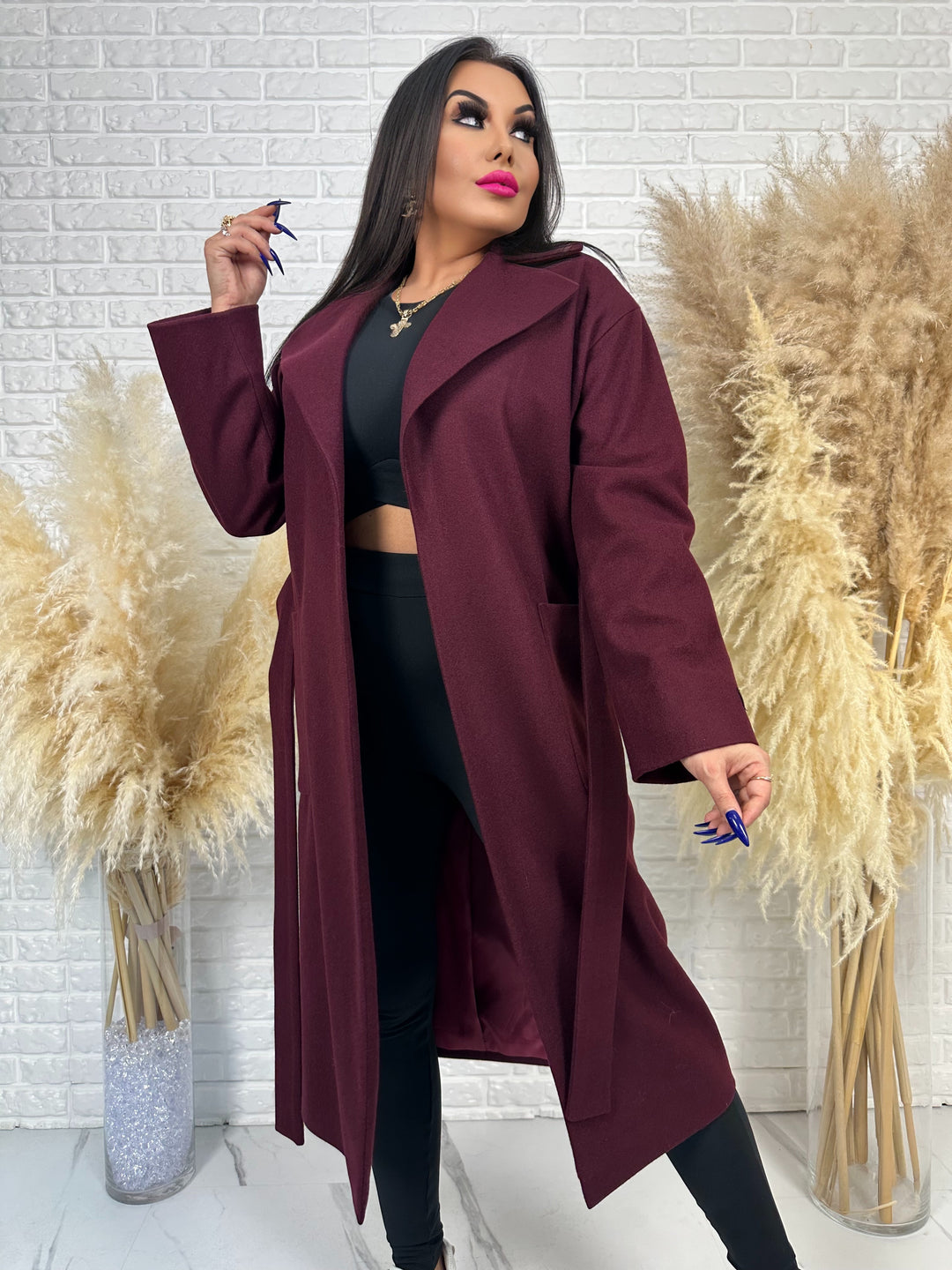 Długi płaszcz BELLA - na podszewce, polska produkcja