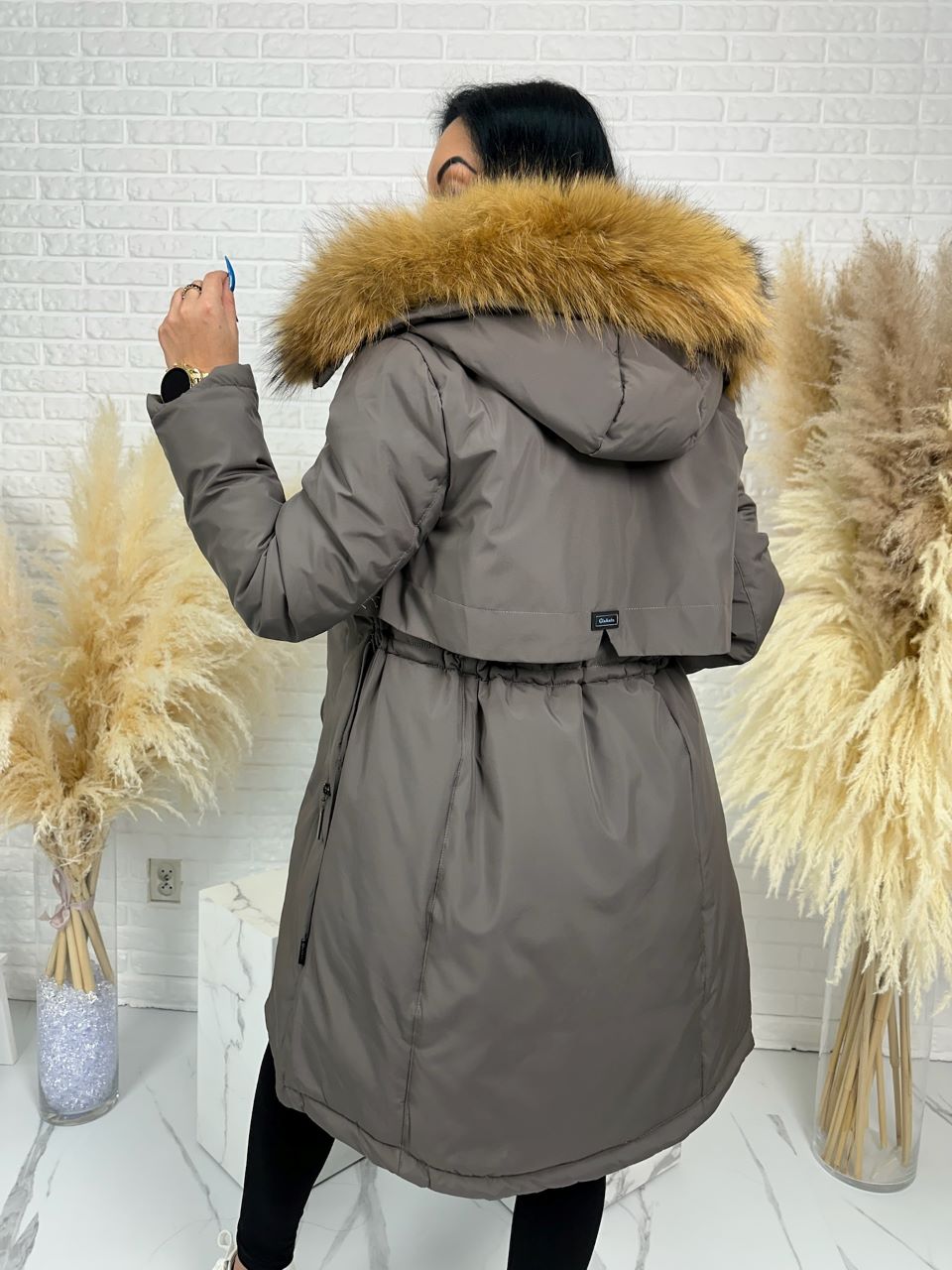 Parka damska zimowa premium JULIA z futrem naturalnym fango