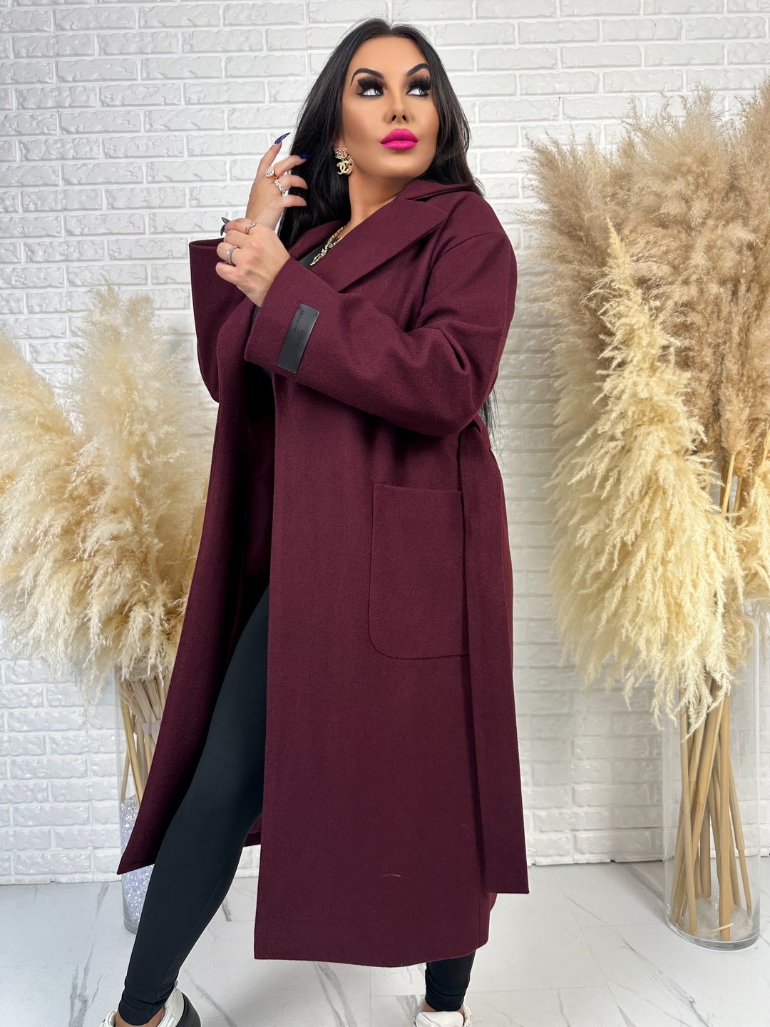 Długi płaszcz BELLA - na podszewce, polska produkcja