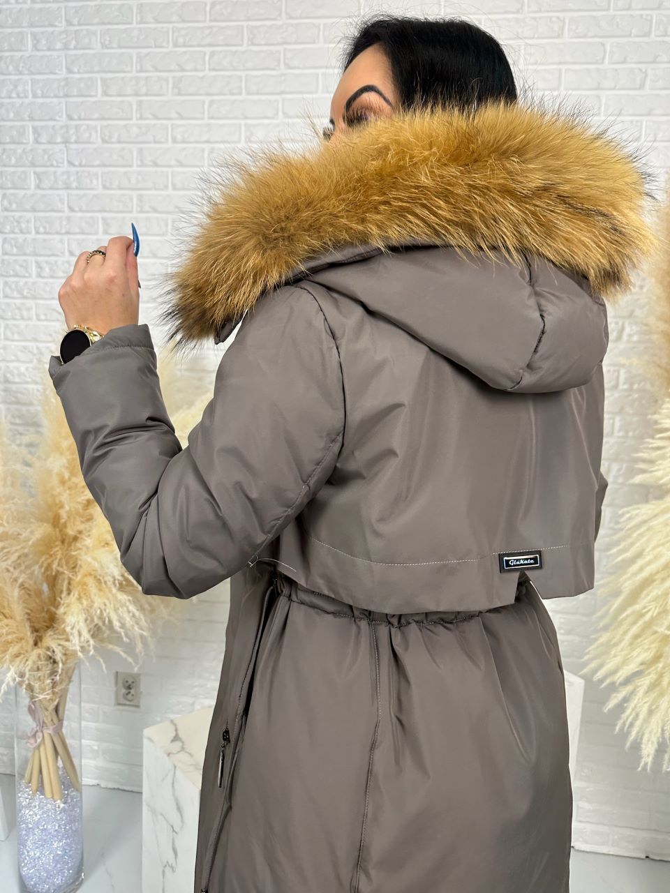 Parka damska zimowa premium JULIA z futrem naturalnym fango