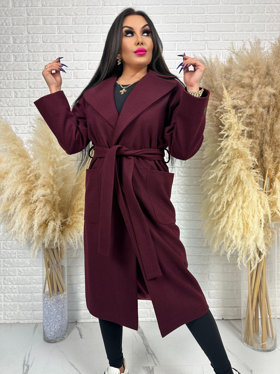 Długi płaszcz BELLA - na podszewce, polska produkcja