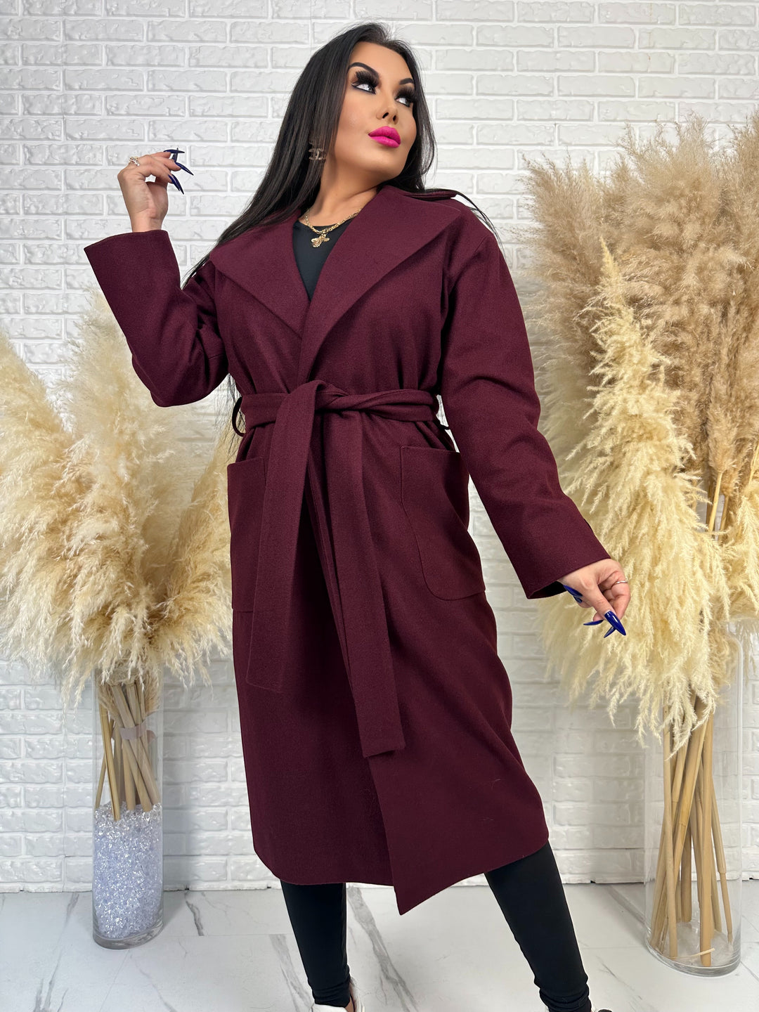 Długi płaszcz BELLA - na podszewce, polska produkcja