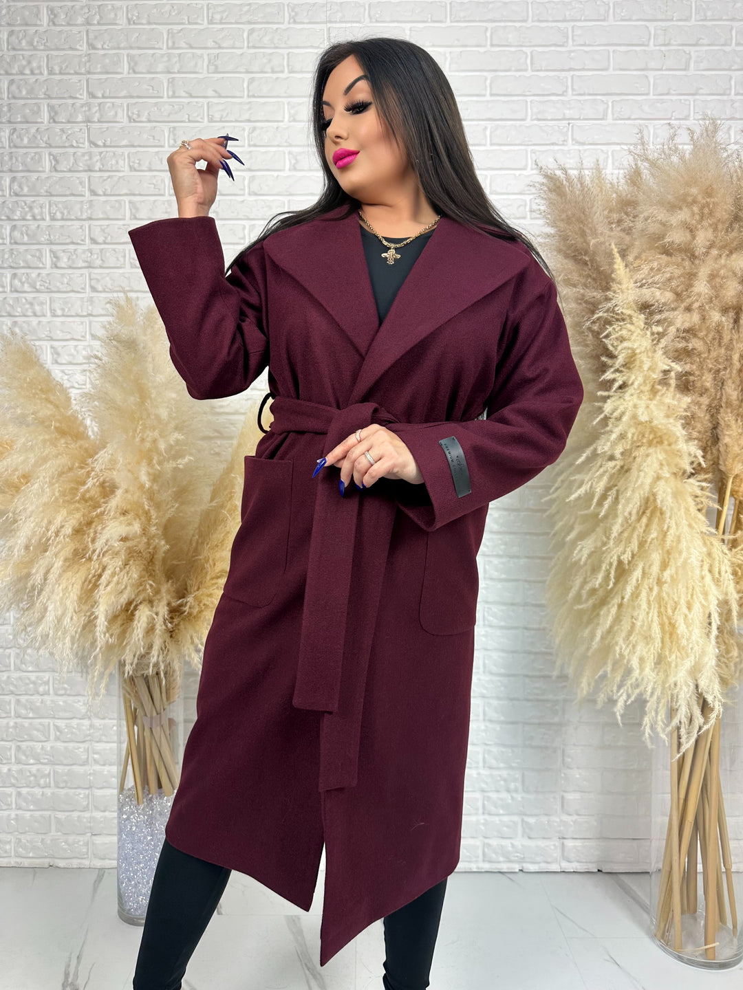 Długi płaszcz BELLA - na podszewce, polska produkcja