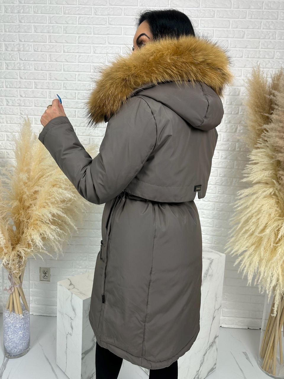 Parka damska zimowa premium JULIA z futrem naturalnym fango