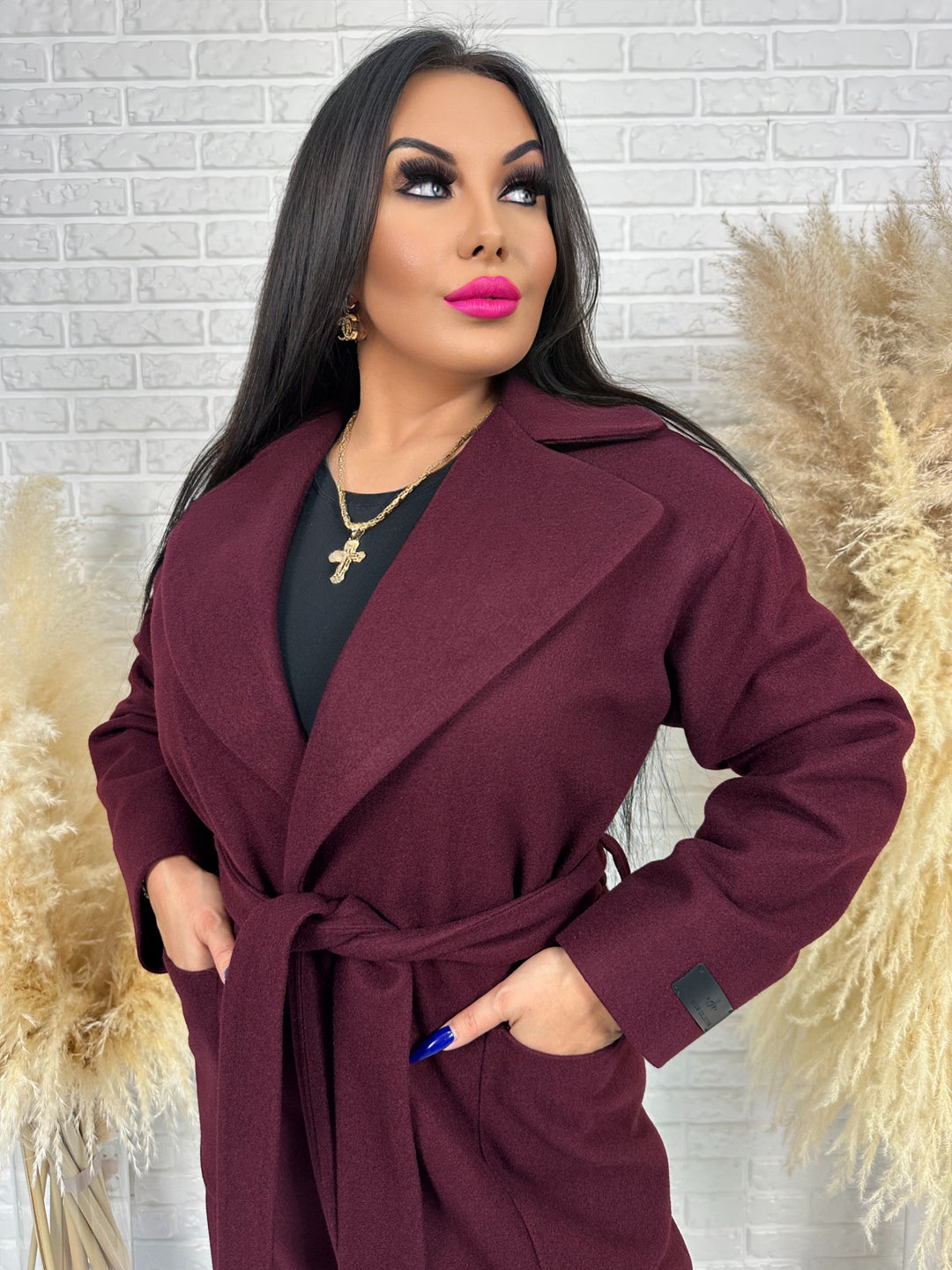 Długi płaszcz BELLA - na podszewce, polska produkcja