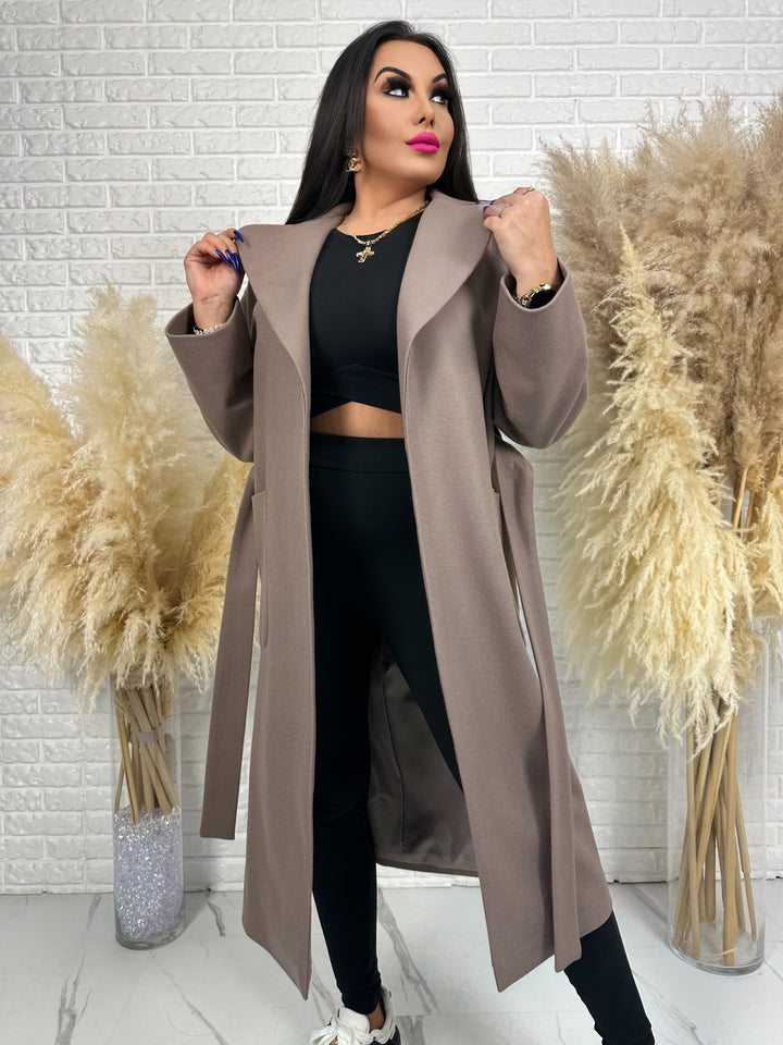 Długi płaszcz BELLA - na podszewce, polska produkcja