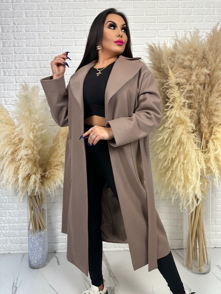 Długi płaszcz BELLA - na podszewce, polska produkcja