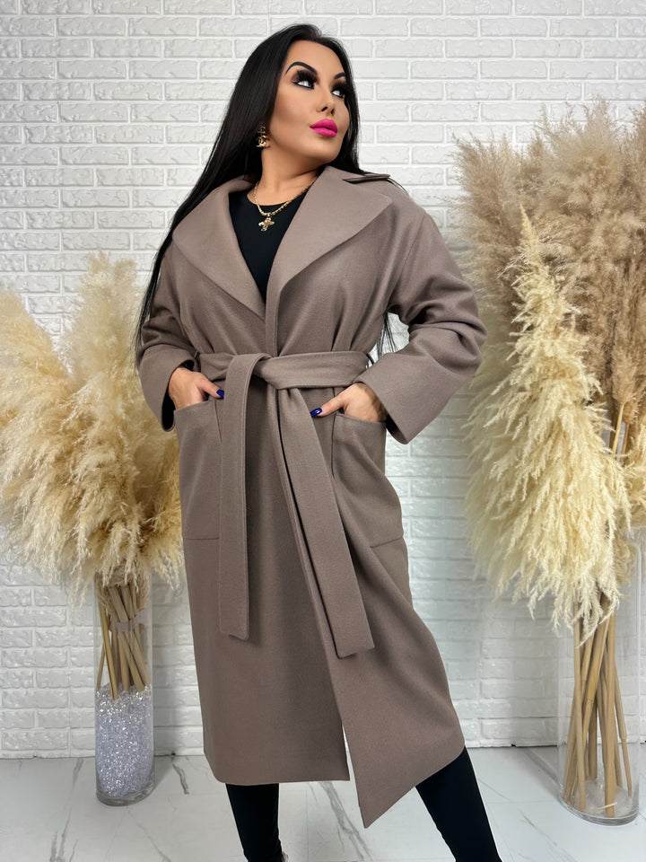 Długi płaszcz BELLA - na podszewce, polska produkcja