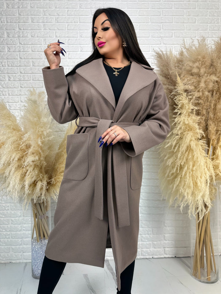 Długi płaszcz BELLA - na podszewce, polska produkcja