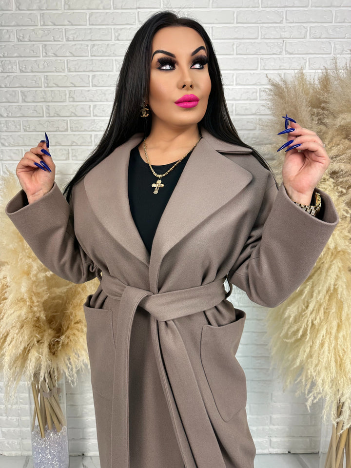 Długi płaszcz BELLA - na podszewce, polska produkcja