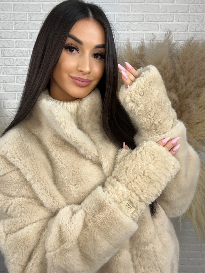 Rękawiczki UGG - zimowe, puchate, bez palców