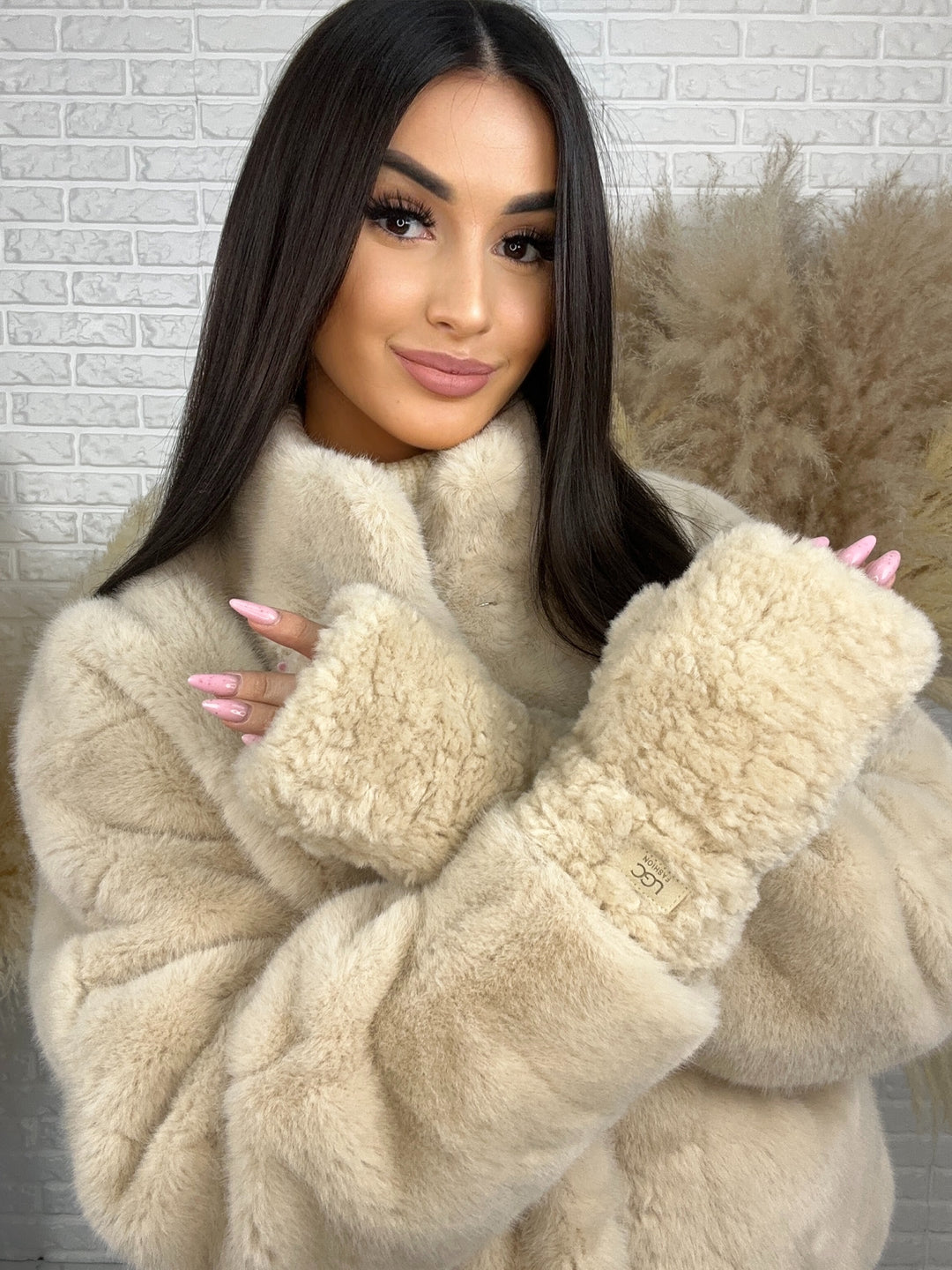 Rękawiczki UGG - zimowe, puchate, bez palców