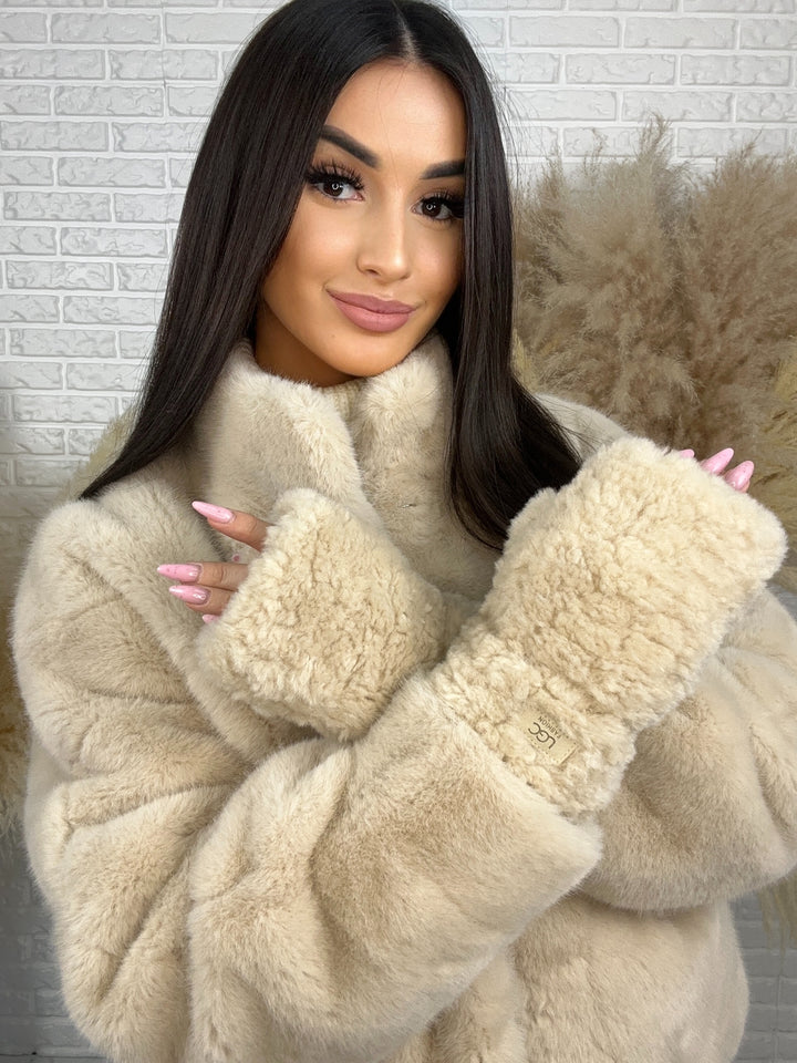 Rękawiczki UGG - zimowe, puchate, bez palców