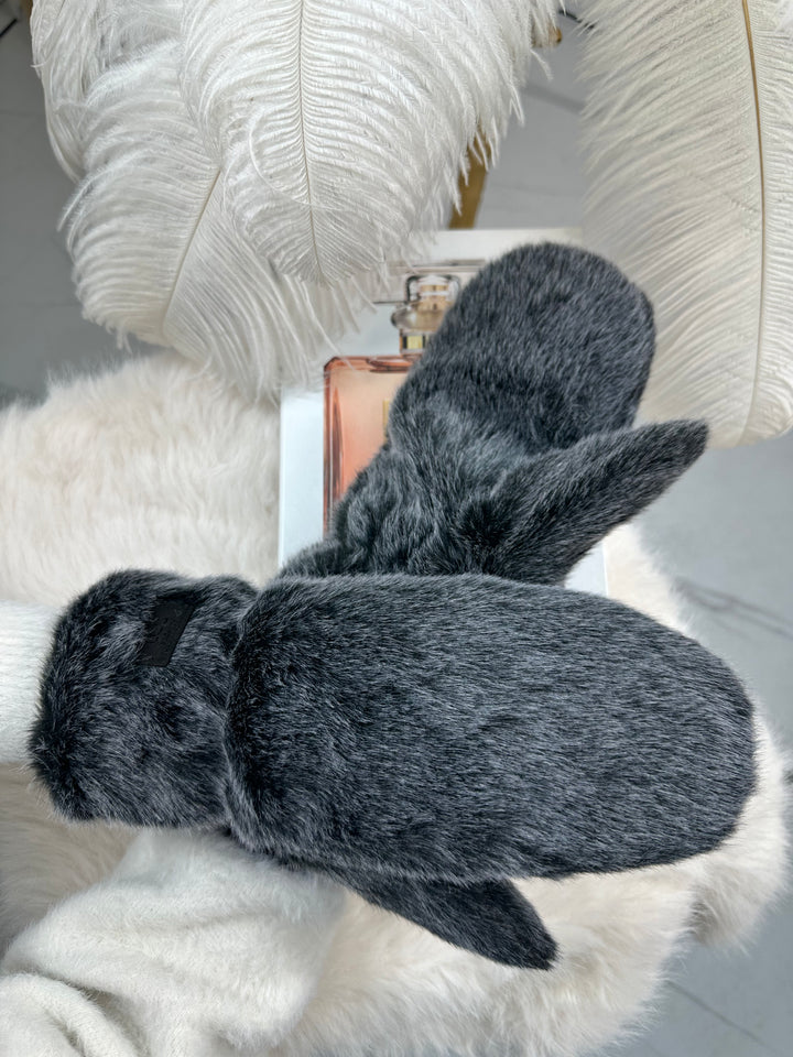 Rękawiczki RICA - zimowe, puchate z długim włosem